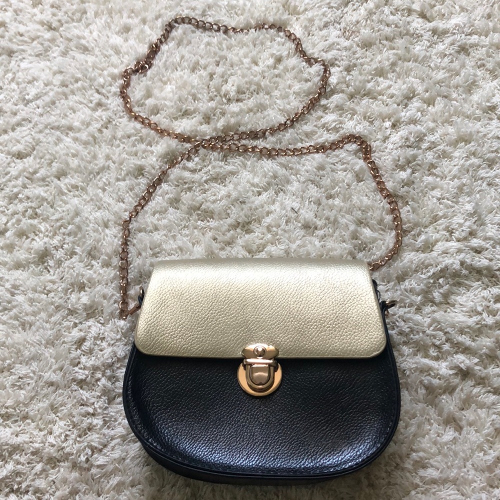 Black and gold crossbody purse